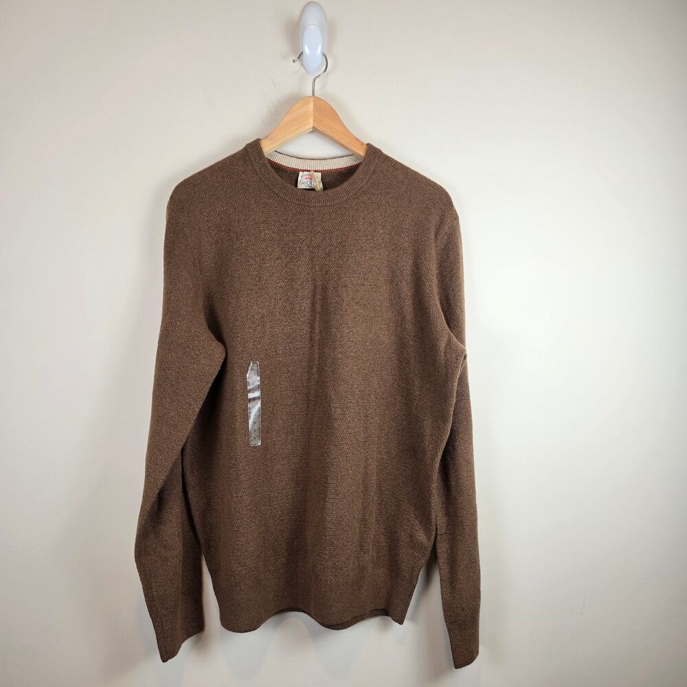 Faherty Mens Size L Jackson Crew Sweater Trail Brown Heather Pullover Organic